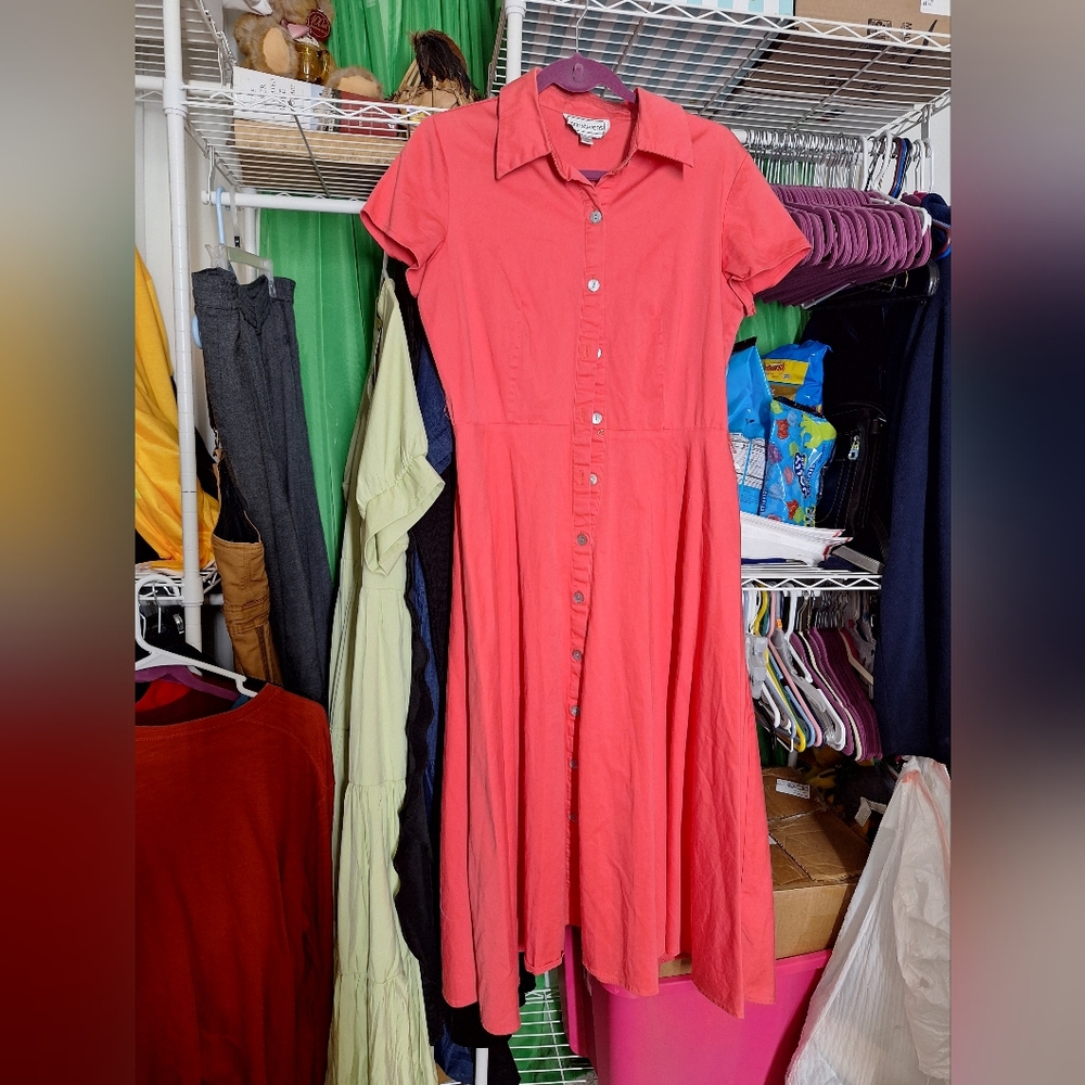 Karin Stevens Coral Button-Down Dress
